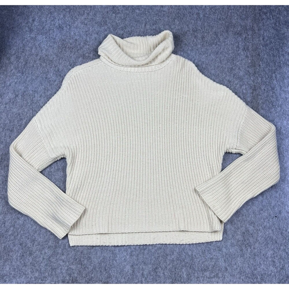 Abercrombie & Fitch Women's Turtleneck Knit Sweater Beige Long Sleeve Size M
